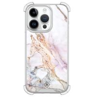 iPhone 14 Pro siliconen shockproof hoesje - Parelmoer marmer