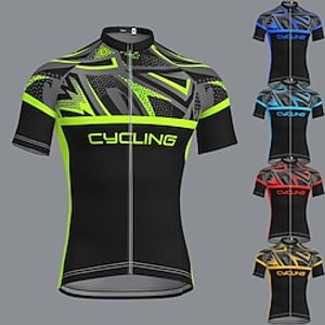 Voor heren Wielrenshirt Korte mouw Fietsen Shirt Kleding Bovenlichaam met 3 achterzakken Bergracen Wegwielrennen Ademend Sneldrogend Vochtregelerend Zacht Geel Rood Blauw Polyester Sport Kleding Lightinthebox