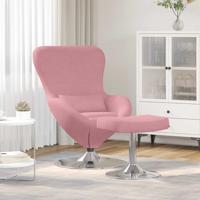 Hangstoel met voetensteun fluweel roze