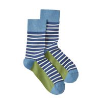 Gestreepte sokken van bio-katoen, blauw-groen Maat: 35-38