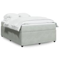 Boxspring met matras fluweel lichtgrijs 140x190 cm