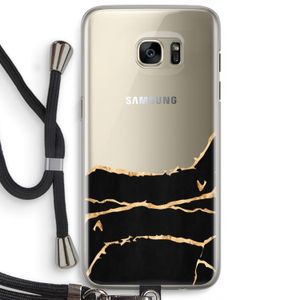 Gouden marmer: Samsung Galaxy S7 Edge Transparant Hoesje met koord