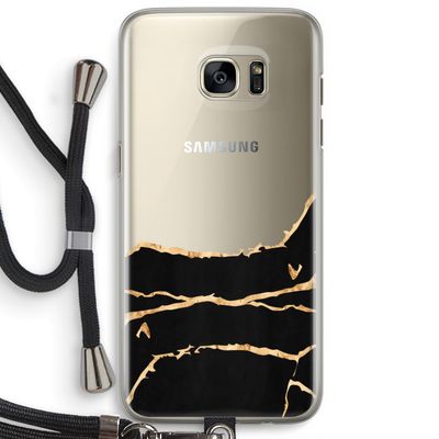 Gouden marmer: Samsung Galaxy S7 Edge Transparant Hoesje met koord