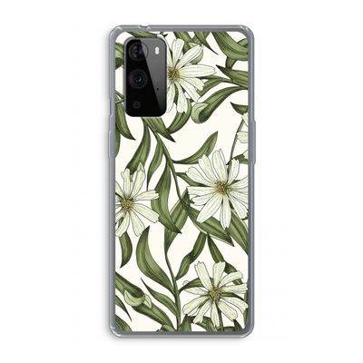 Wit bloemenpatroon: OnePlus 9 Pro Transparant Hoesje