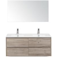 Dante Badmeubelset 120 cm - 4 Laden Craft Oak - Keramische Wastafel Wit Cover met Spiegel