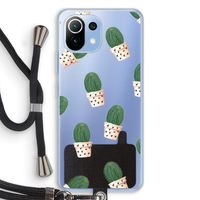 Cactusprint roze: Xiaomi Mi 11 Lite Transparant Hoesje met koord