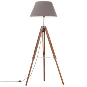 VidaXL Vloerlamp driepoot 141 cm massief teakhout honingbruin en grijs