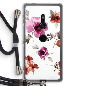 Geschilderde bloemen: Sony Xperia XZ2 Transparant Hoesje met koord