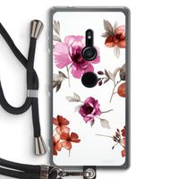 Geschilderde bloemen: Sony Xperia XZ2 Transparant Hoesje met koord