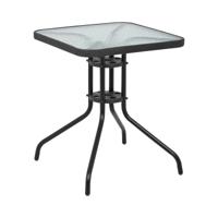 Ronde glazen buitentafel 60 x 60 cm - glazen blad - zwart