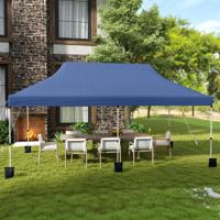 300 x 600 cm Groot Pop-up Overkapping Tent Opvouwbaar Evenemententent met Draagtas Blauw