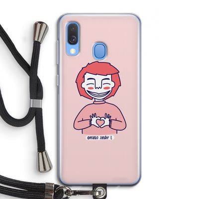 Hartje: Samsung Galaxy A40 Transparant Hoesje met koord