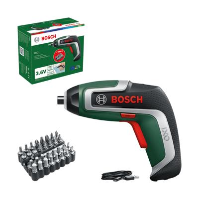 Bosch Groen Accuschroevendraaier IXO 7 Bit Set (Geïntegreerde accu 3,6V 2,0 Ah, Micro-USB-oplaadkabel, magnetische bithouder, 32-delige bit set) -