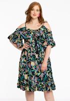 Yoek Jurk off shoulder FOLK | Zwart | Maat 46/48