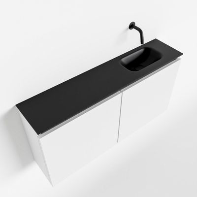 Toiletmeubel Mondiaz Ture | 100 cm | Meubelkleur Talc | Eden wastafel Urban Rechts | Zonder kraangat