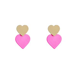 Day&Eve Oorbellen 2 Hearts Pink | Goud