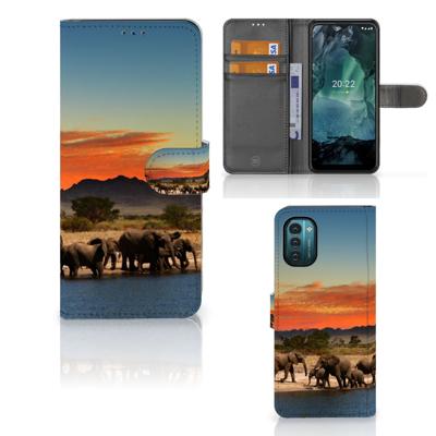 Nokia G11 | G21 | Telefoonhoesje | Met pasjeshouder | Olifanten