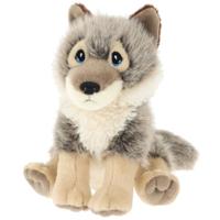 Keel Toys pluche Wolf - knuffeldier - grijs - zittend - 20 cm - knuffel Wolf