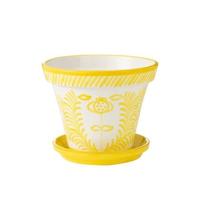 J-Line Flowerpot+Plate Granada Handmade+Painted Ceramic Yellow Extr - thumbnail