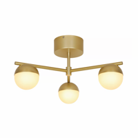 Plafondlamp goud 3 Bollen Opaal glas Contina