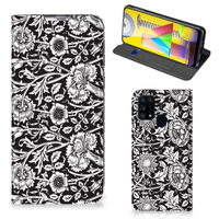 Samsung Galaxy M31 Smart Cover Black Flowers - thumbnail