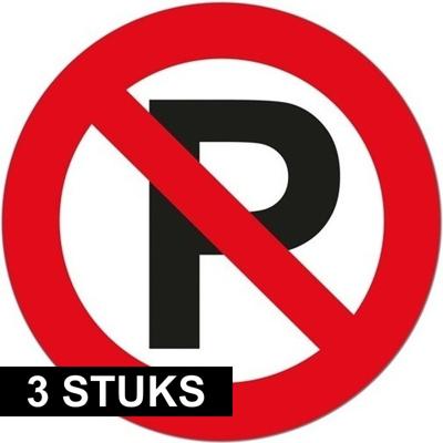 Verboden parkeren sticker - 3x - Dia 14 cm - Parkeerverbod stickers - Niet parkeren