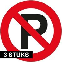 Verboden parkeren sticker - 3x - Dia 14 cm - Parkeerverbod stickers - Niet parkeren