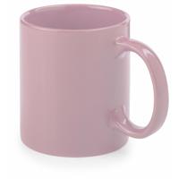 Koffie mokken/bekers - 1x - keramiek - glans - met oor - oud roze - 370 ml