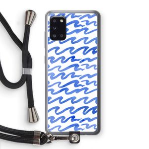 Blauwe golven: Samsung Galaxy A31 Transparant Hoesje met koord