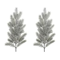 2x stuks kersttakken/dennentakken 36 cm groen met sneeuw kerstversiering