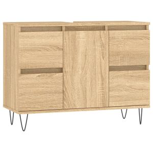 The Living Store Badkaast Sonoma Eiken - 80 x 33 x 60 cm - Duurzaam bewerkt hout en ijzer