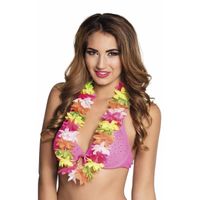 Bloemenslinger/Hawaii krans - gekleurd - 50 cm - plastic - Hawaii thema feestje - thumbnail