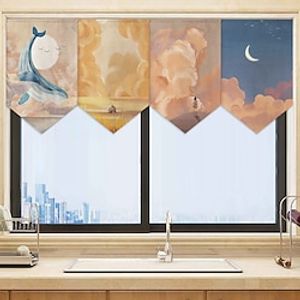 cartoon keuken restaurant korte deurhoezen hangende gordijnen driehoekige vlaggordijnen korte gordijnen half huis woonkamer decoratieve scheidingsgordijnen miniinthebox