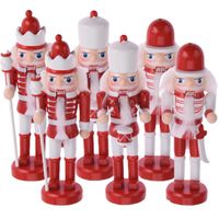 6x stuks kersthangers notenkrakers poppetjes/soldaten rood/wit 12,5 cm - Kersthangers - thumbnail