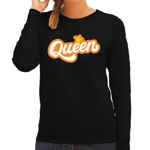 Queen koningsdag sweater / trui zwart voor dames