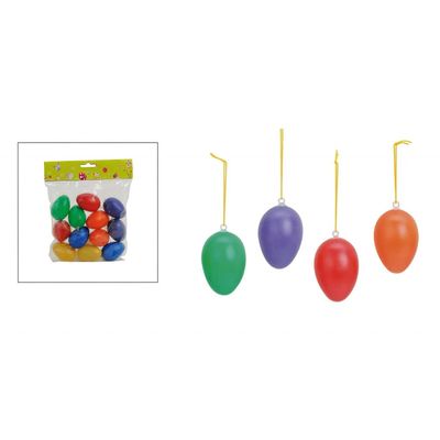 36x Paaseieren paastak hangertjes kleurenmix 6 cm