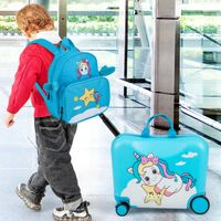 Set van 2 Stuks Bagage voor Kinderen Koffer van 47 cm en Rugzak van 30 cm met Wieltjes en Waterdichte Harde Schaal Rollende Bagage+Rugzak - thumbnail