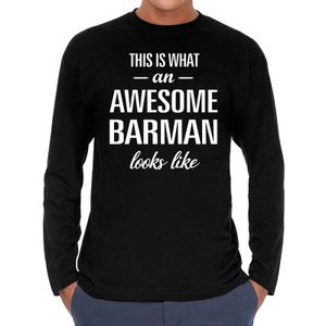 Awesome / geweldige barman cadeau t-shirt long sleeves heren