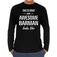 Awesome / geweldige barman cadeau t-shirt long sleeves heren