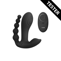 VIVE by Shots Kata - Pulse Wave Vibrating Double Penetration Vibrator - Zwart - Tester