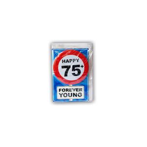 Wenskaart - Happy Birthday - 75 jaar - ansichtkaart - met button