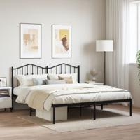 Bedframe met hoofdbord metaal zwart 160x200 cm