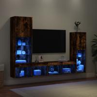 8-delige tv-wandmeubelset met LED bewerkt hout gerookt eiken 8-delige tv-wandmeubelset met LED bewerkt hout gerookt eiken