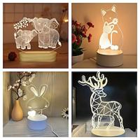 3D-nachtlampje eland/olifant/konijn/kat bedraad zwart-wit witte basis creatieve kleine tafellamp bureaulamp voor slaapkamer studie bureaulamp usb-voeding dierenliefhebber geschenken perfect voor Lightinthebox