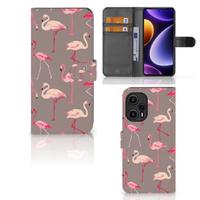 Xiaomi Poco F5 Telefoonhoesje met Pasjes Flamingo