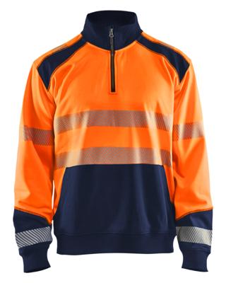 Blåkläder Sweatshirt halve rits High-Vis 35562528 | High-Vis Oranje/Marineblauw | Maat XXL - 7330509623473