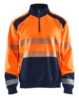 Blåkläder Sweatshirt halve rits High-Vis 35562528 | High-Vis Oranje/Marineblauw | Maat 3XL - 7330509623404