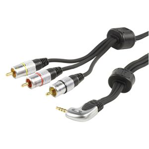 HQ 1.5m 3.5mm/3xRCA camera kabel 1,5 m Zwart, Zilver