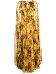 Marchesa Notte robe Foiled Garden - Jaune