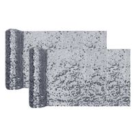 Santex Tafelloper op rol - 2x - polyester - zilver pailletten - 19 x 300 cm - Feesttafelkleden - thumbnail